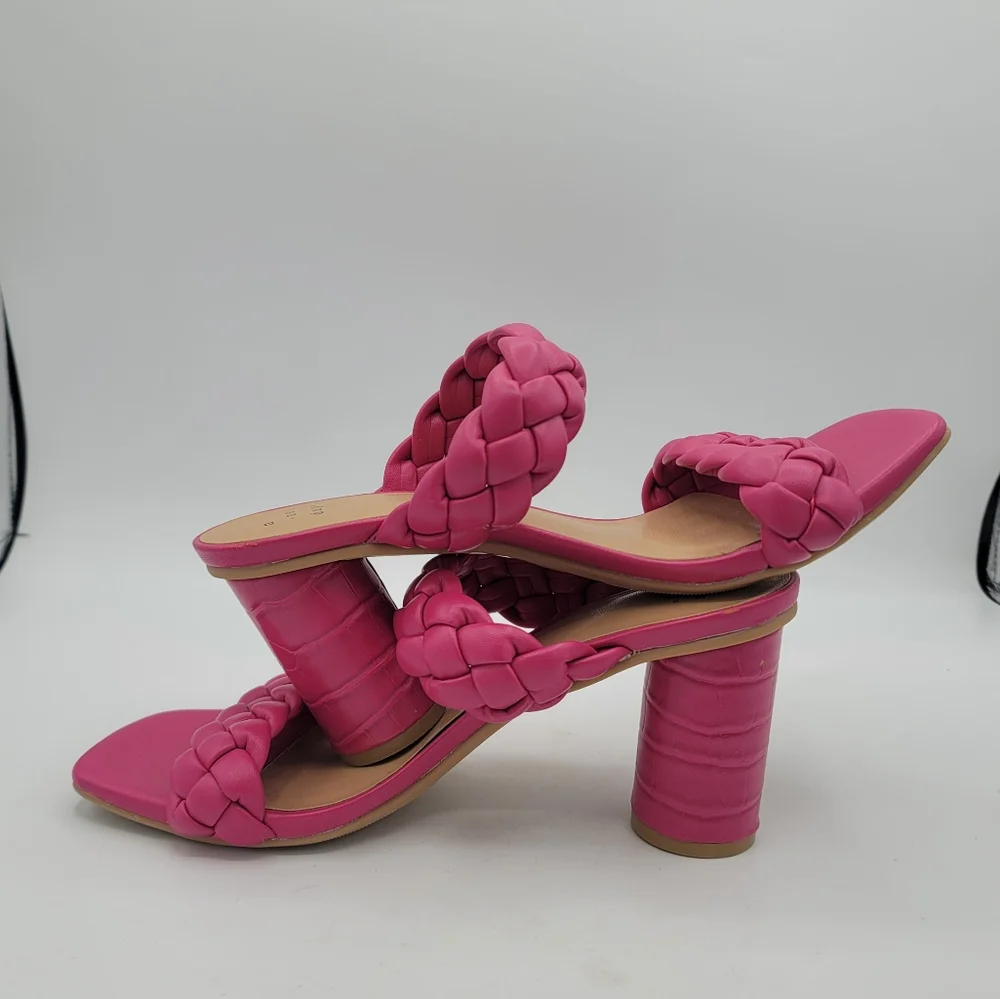 A New Day Basil Braided Block Heel Sandals Magenta Pink Size 6.5 Mules - Picture 3 of 13